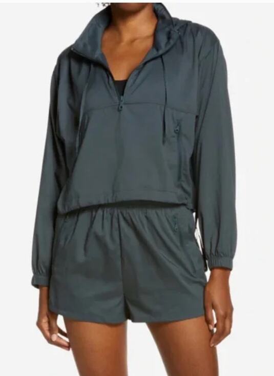 girlfriend collective Jackets & Blazers - Girlfriend Collective Green Hummingbird 1/2 Zip Windbreaker Jacket Hoodie XL